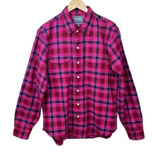 BONOBOS Mens Sz XL Standard Fit Pink  Blue Plaid Long Sleeve Button-Up Shirt